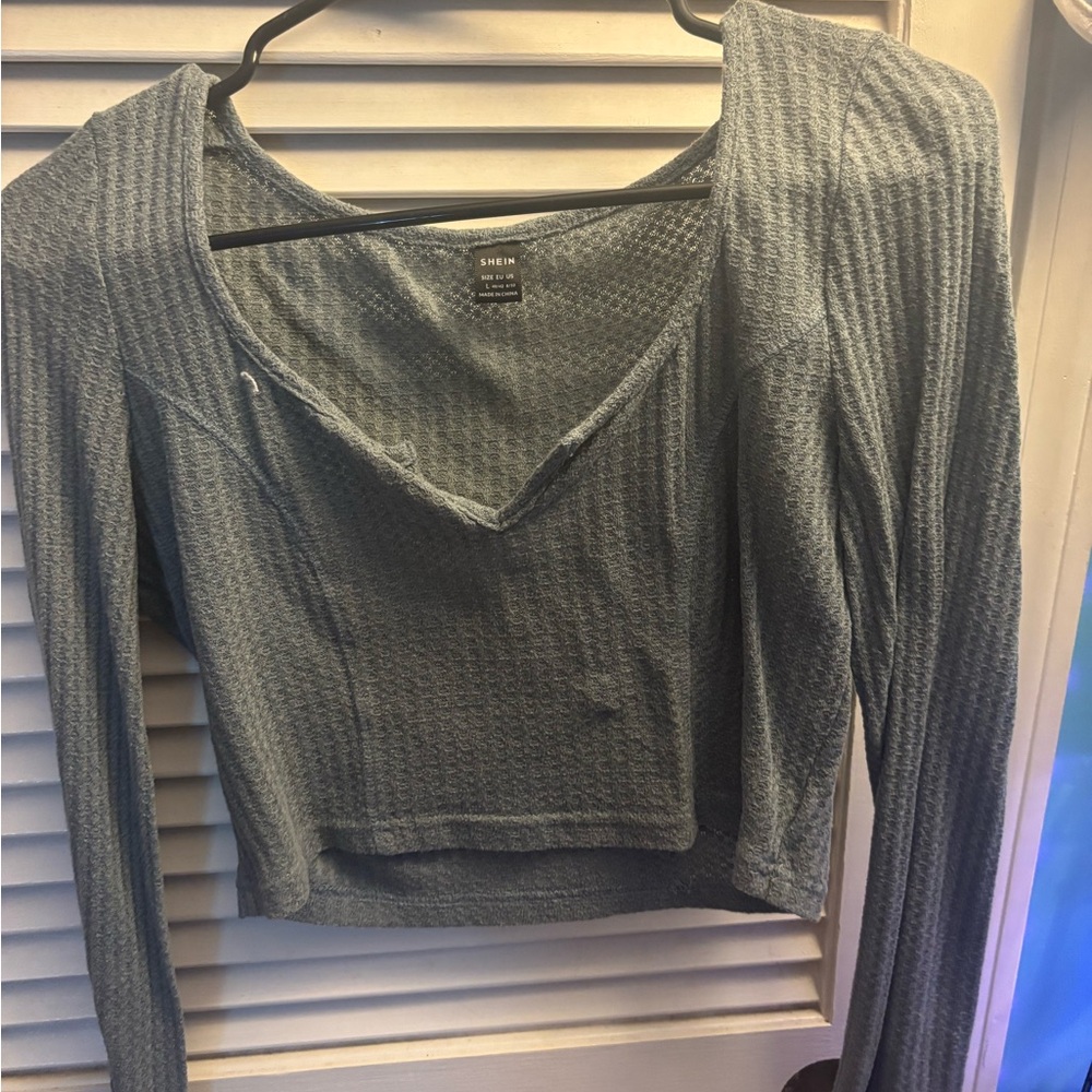 SHEIN Textured Gray Women's Blouse